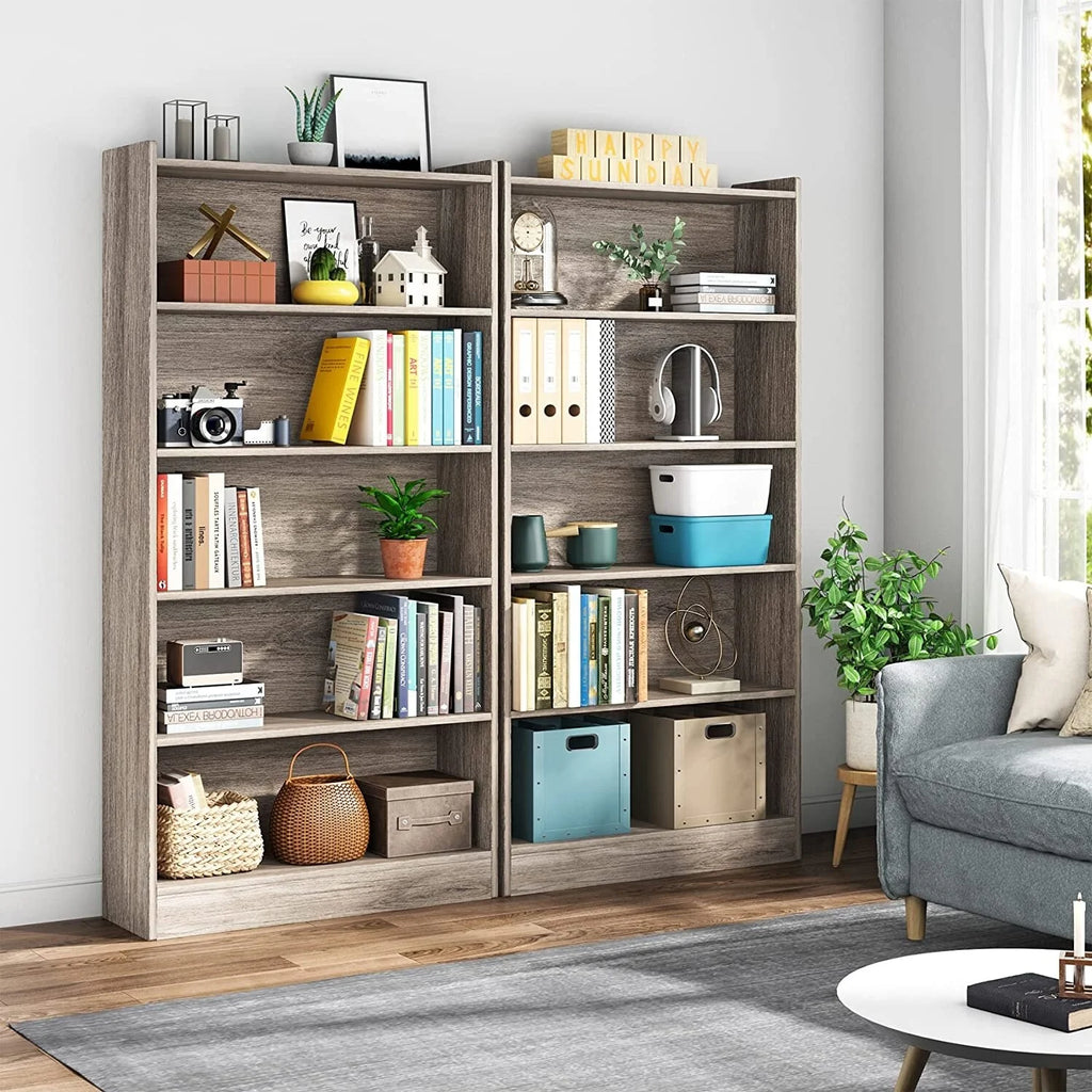 6-Tier Grey Wood Bookcase Z7060