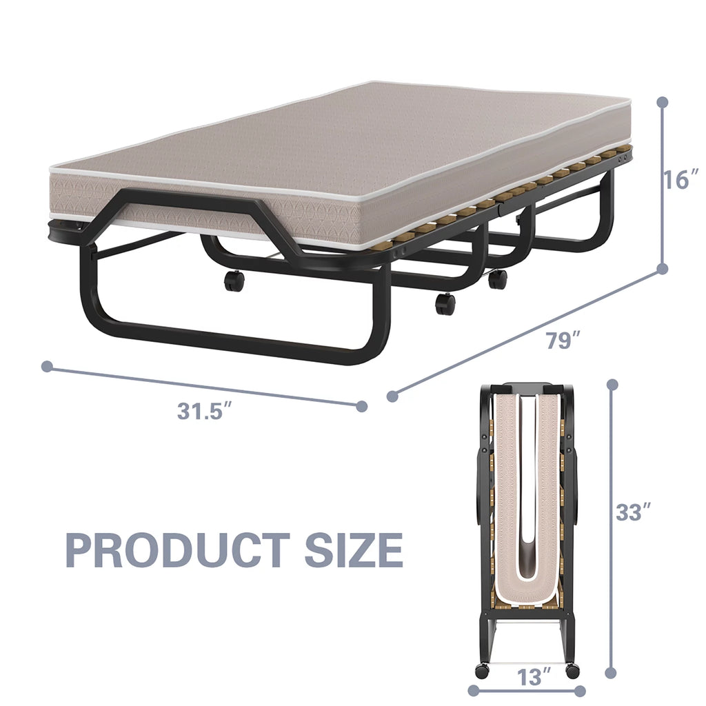 Folding Bed with Memory Foam and Metal Frame E95765