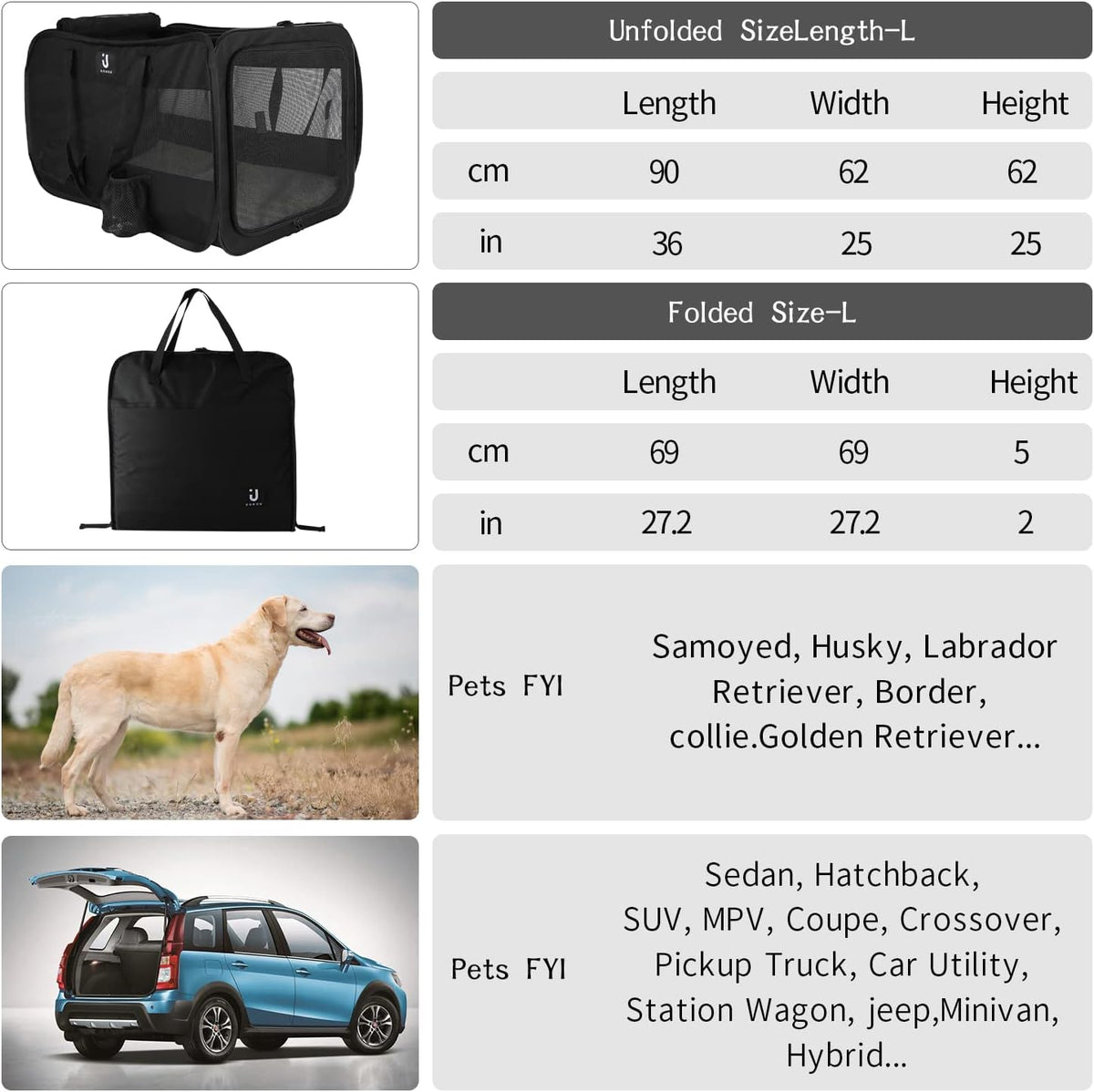 Folding Playpen Case Car Animal Training Bag for Dogs J9934