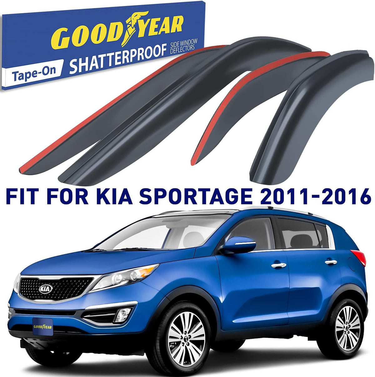 4 pcs Shatterproof Window Deflectors for Kia Sportage 2011-2016 F622519
