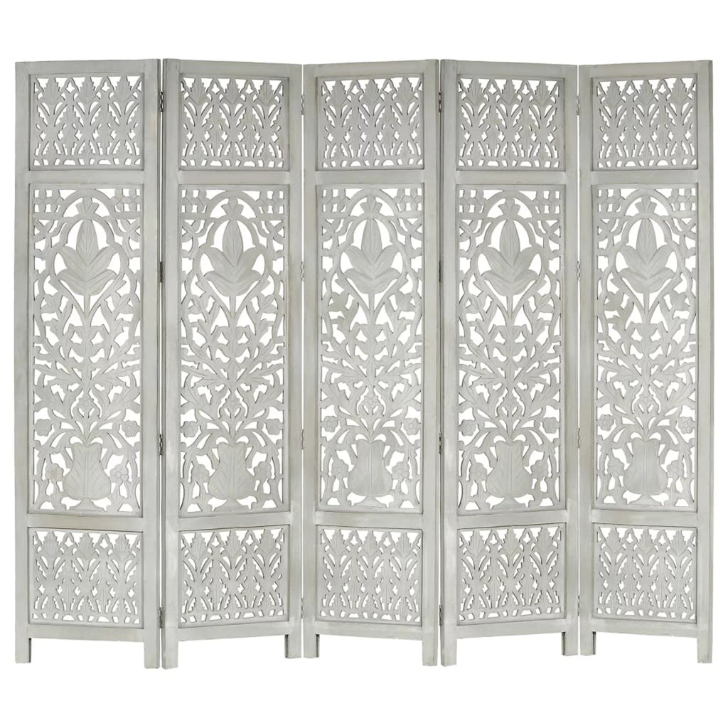 Hand Carved 5-Panel Mango Wood Room Divider T98930