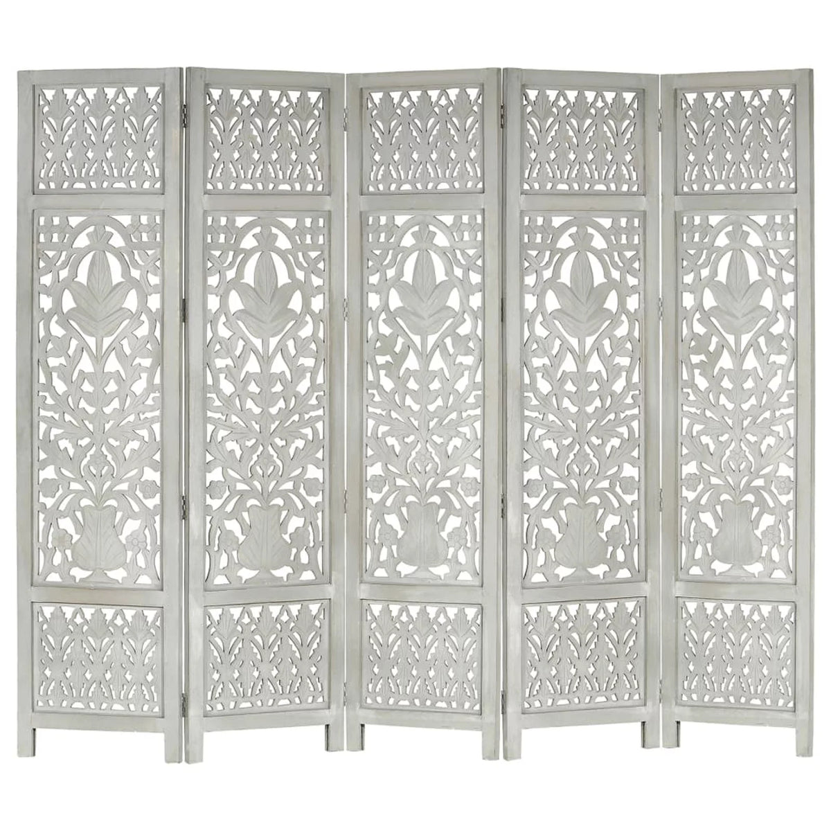 Hand Carved 5-Panel Mango Wood Room Divider T98930