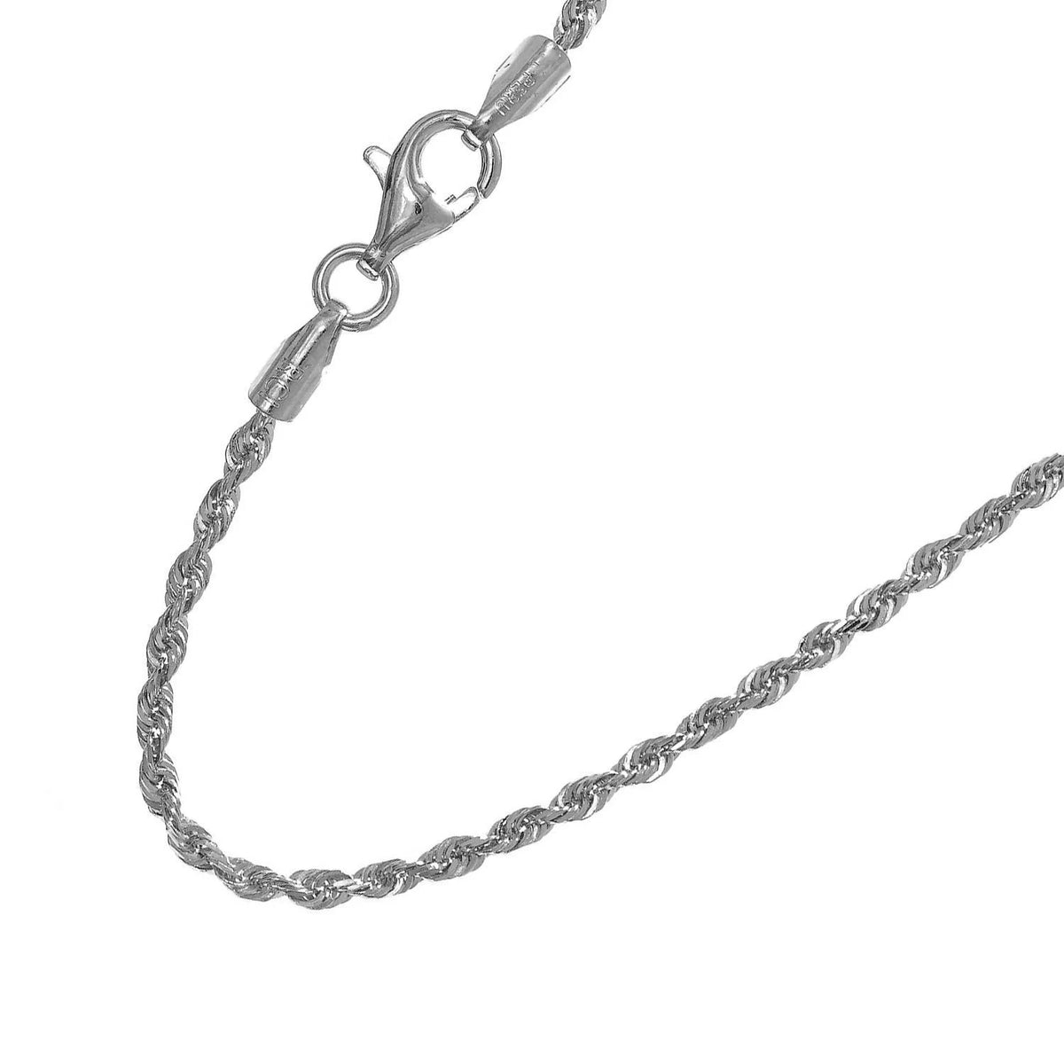 18k Solid White Gold Diamond-cut Rope Chain, Lobster Claw Clasp, 18 Inches H82943