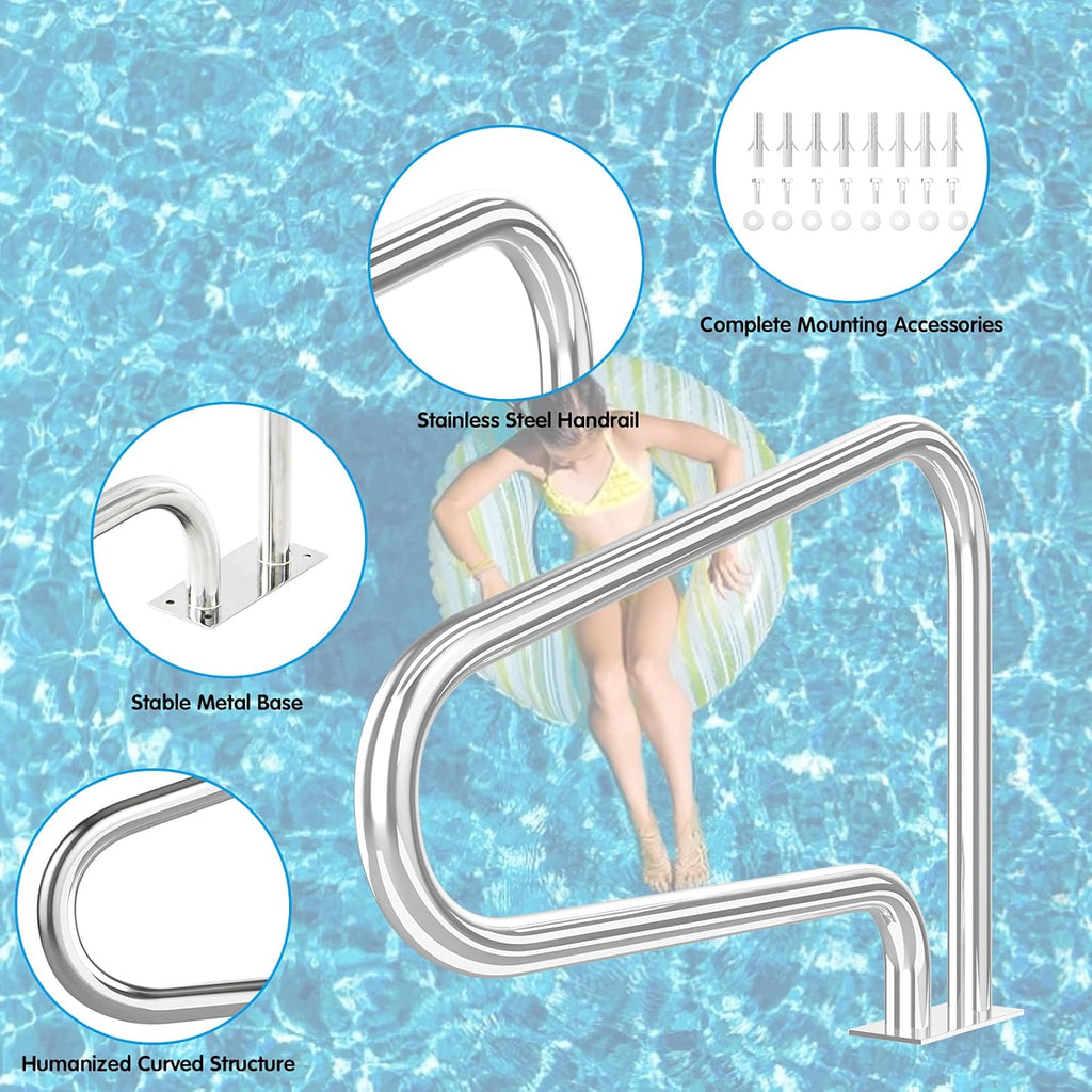 Stainless Steel Pool Hand Rail with Base Plate D1203
