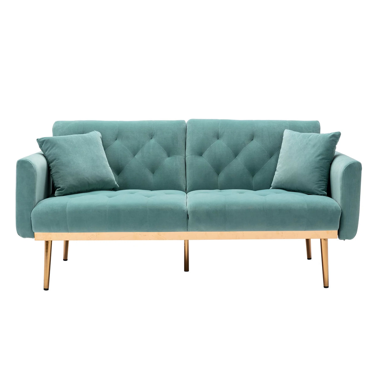 Mint Green Velvet 2-Seater Convertible Sofa Bed Q31751
