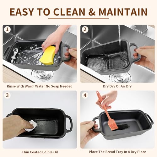 9x5-inch Cast Iron Bread Pan with Lid and 2 Bread Mats L724682