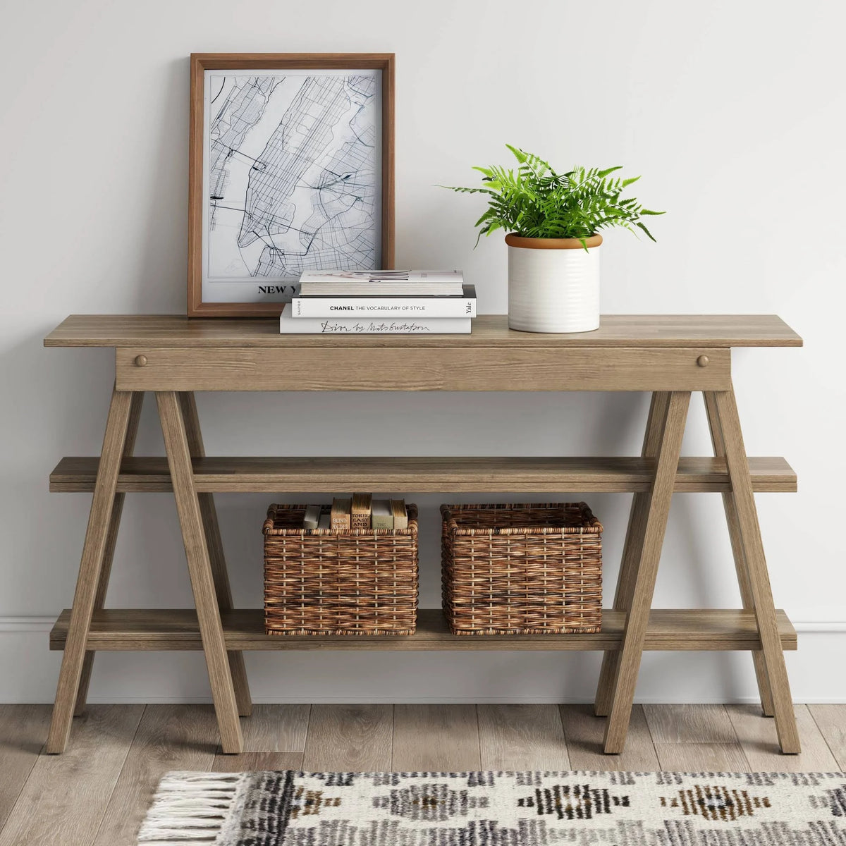Natural Wooden Horizontal Bookshelf K238515