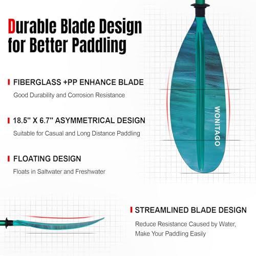 Aluminum Shaft PP Blade Floating Kayak Paddle B149952