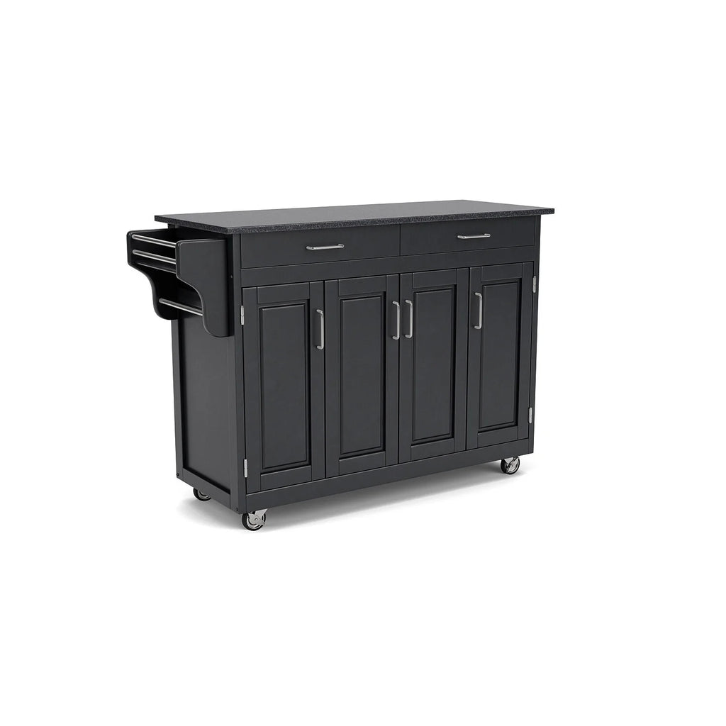 Black Wood Rolling Kitchen Cart R613
