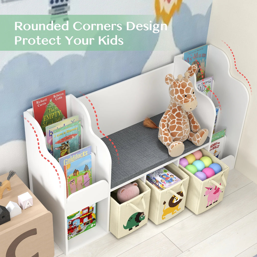 Kids Bookshelf with Reading Nook and Toy Storage G12742