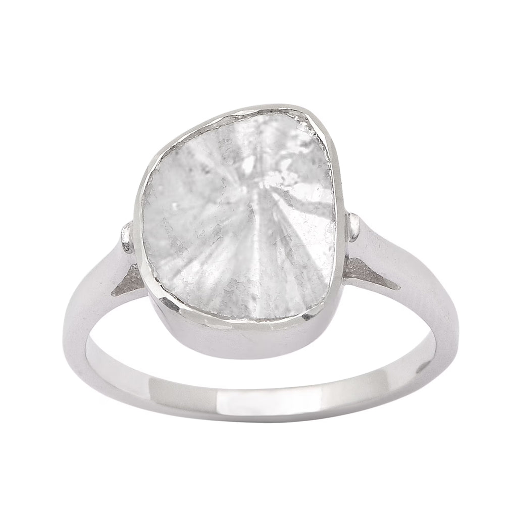 0.70 CTW Natural Slice Diamond Polki Solitaire Ring 925 Sterling Silver V386067