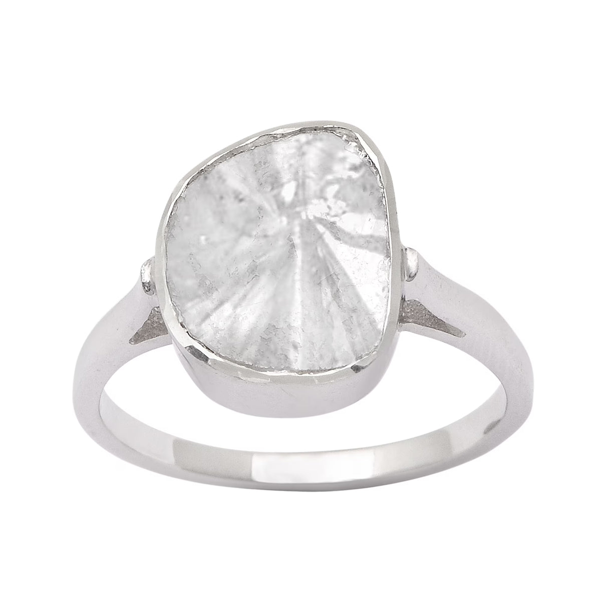 0.70 CTW Natural Slice Diamond Polki Solitaire Ring 925 Sterling Silver V386067