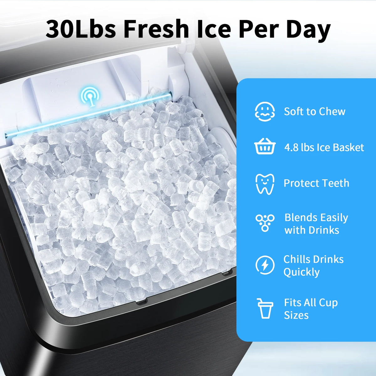 30Lbs Per Day Self-Cleaning Stainless Steel Countertop Ice Maker Y52291