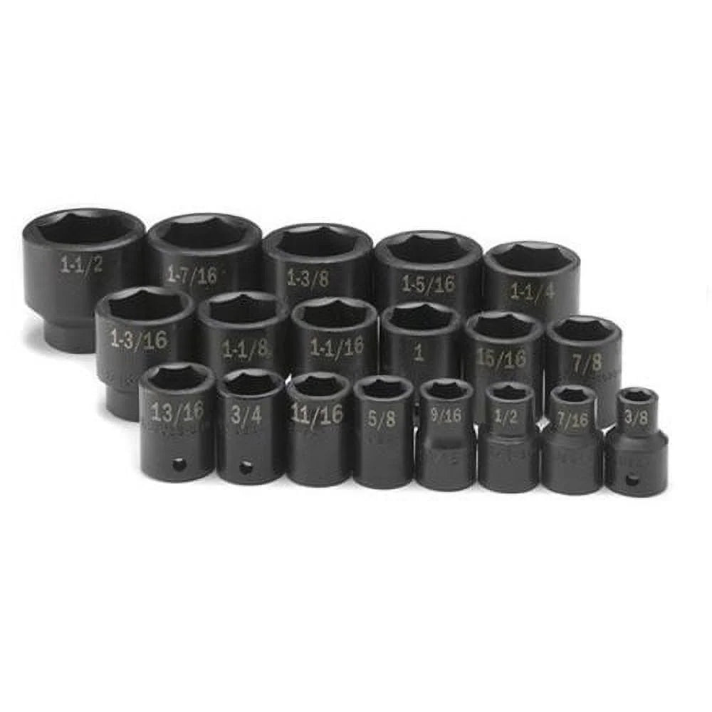 19-Piece 1/2 in. Drive 6-Point SAE Impact Socket Set W553