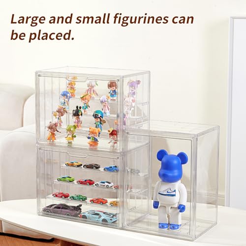 Acrylic 3 Layer Adjustable Display Case with Magnetic Door 2Pack Q631