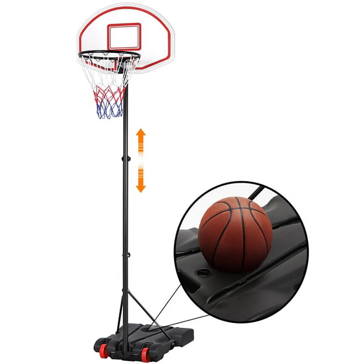 Height Adjustable Portable Basketball Hoop with Wheels F5296