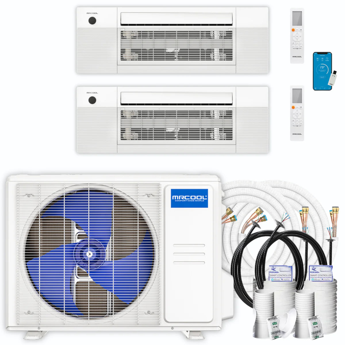 21,000 BTU 2 Zone Ceiling Cassette Ductless Air Conditioner and Heat Pump R188