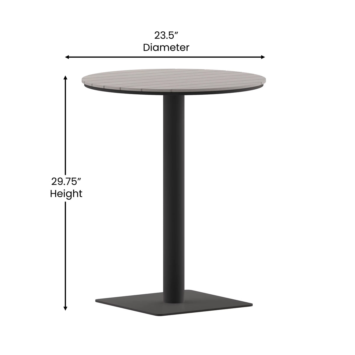 Round 24" Faux Teak Poly Slats Steel Frame Table B966893