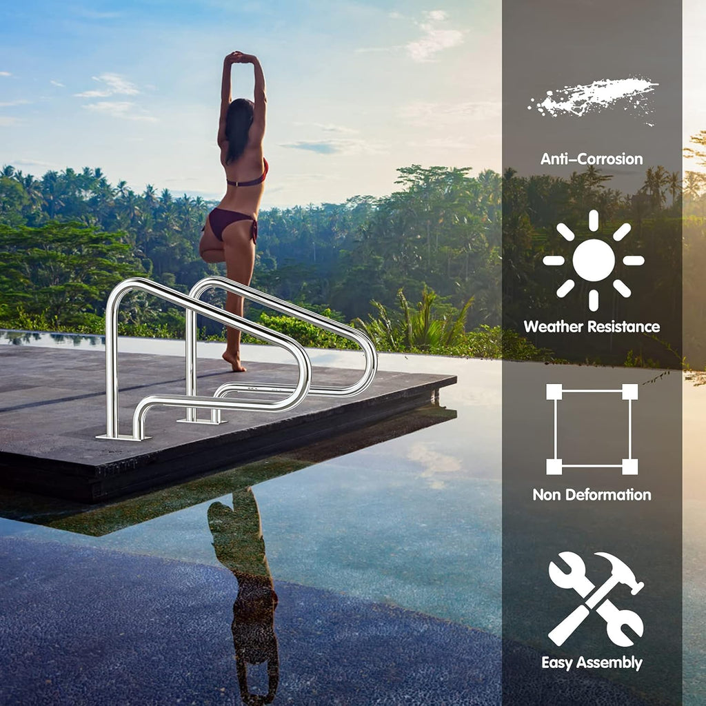 Stainless Steel Pool Hand Rail with Base Plate D1203