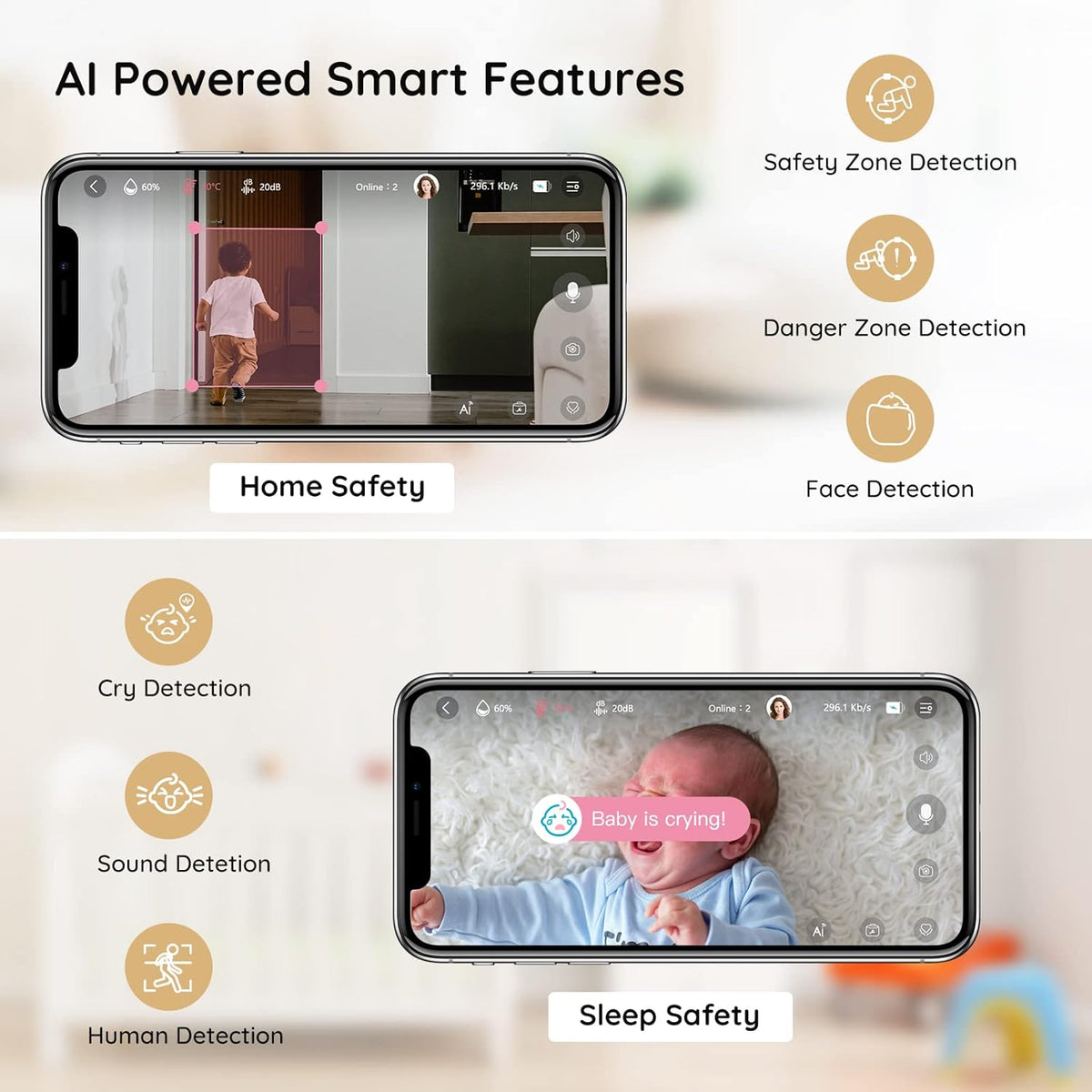 1080P Video Baby Monitor with Night Vision and 2-Way Talk L126707