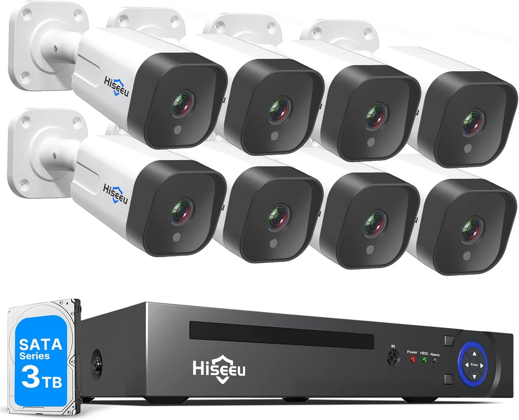 4K PoE 8CH 8MP NVR Security Camera System with 4Pcs Outdoor Bullet Cameras, 3TB Hard Drive, 100ft Night Vision, IP67 Waterproof Y28730