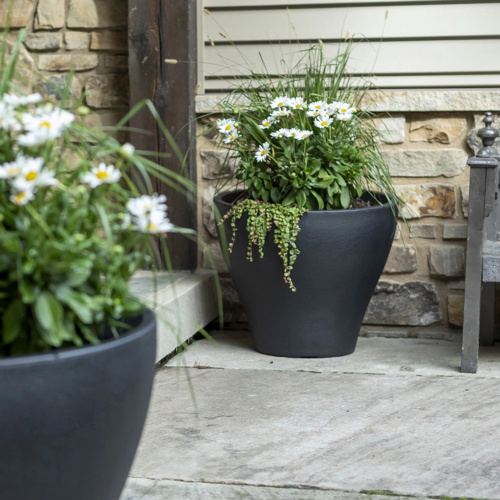 Dark Cedar Round Indoor Outdoor Plastic Planter and Pot D241351