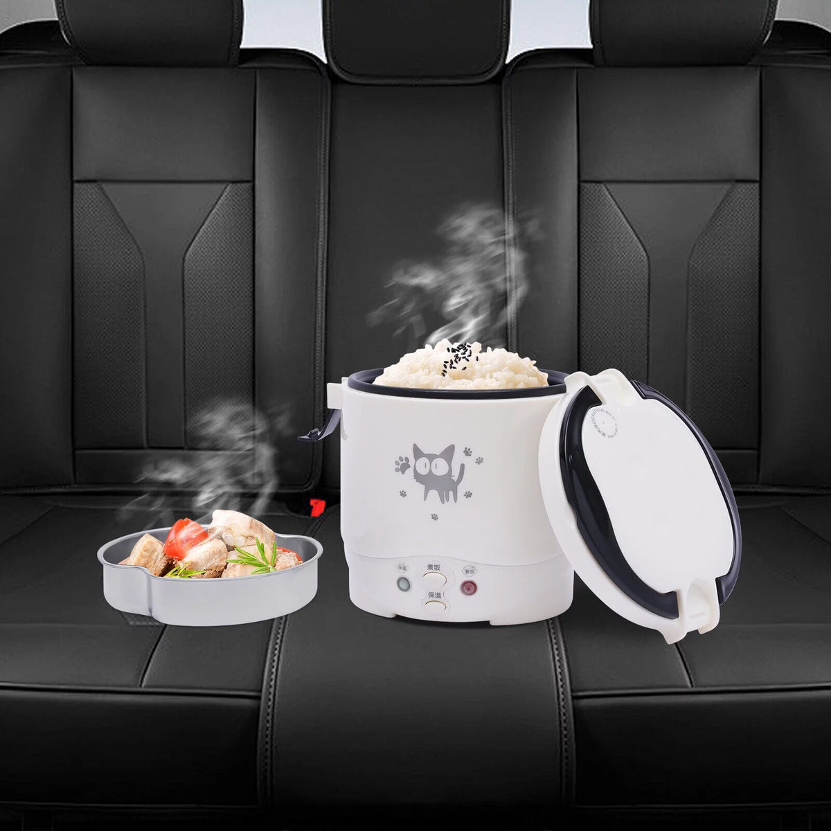 White 12V Mini Rice Cooker Q8008
