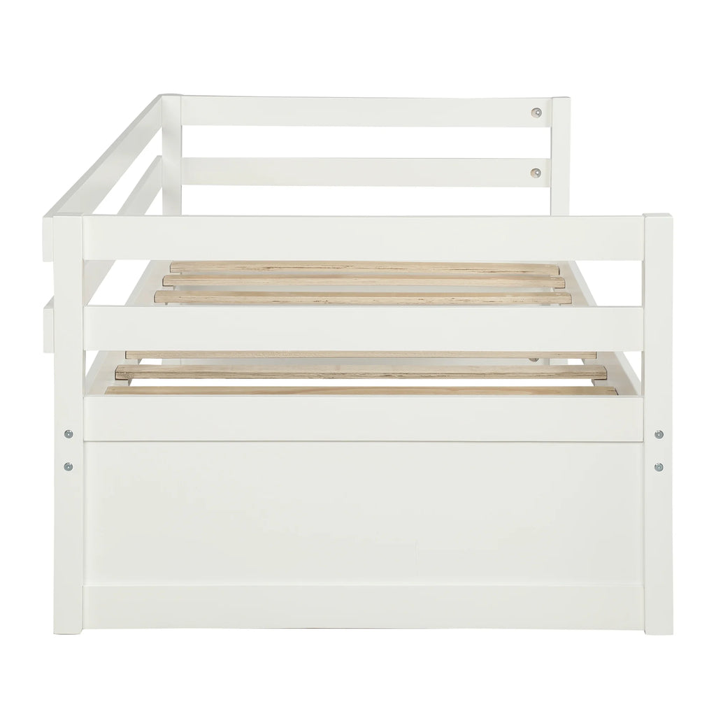 Solid Wood Daybed with Trundle White N70555