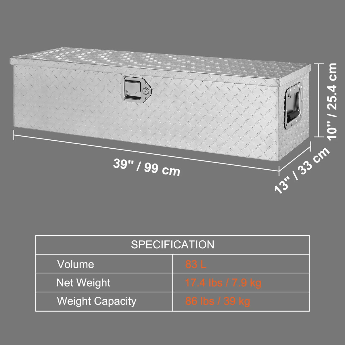 Heavy Duty Aluminum Bar Tread Truck Tool Box K3587