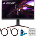 32 inch Ultragear QHD Nano IPS 165Hz HDR Monitor with 2X 6FT HDMI 2.0 Cable, Screen Cleaner and 6-Outlet Surge Adapter P398350
