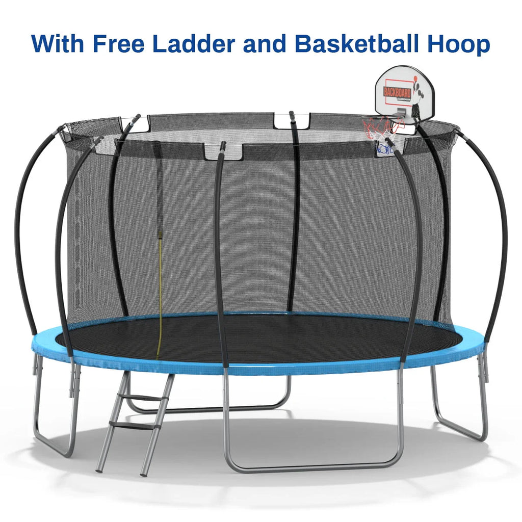 12 ft Trampoline with Enclosure and Basketball Hoop M554051
