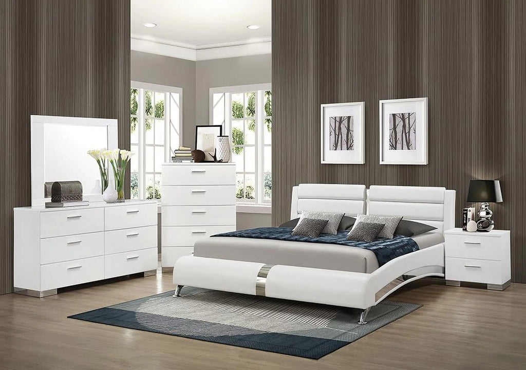 Queen Bedroom Set Glossy White A4066