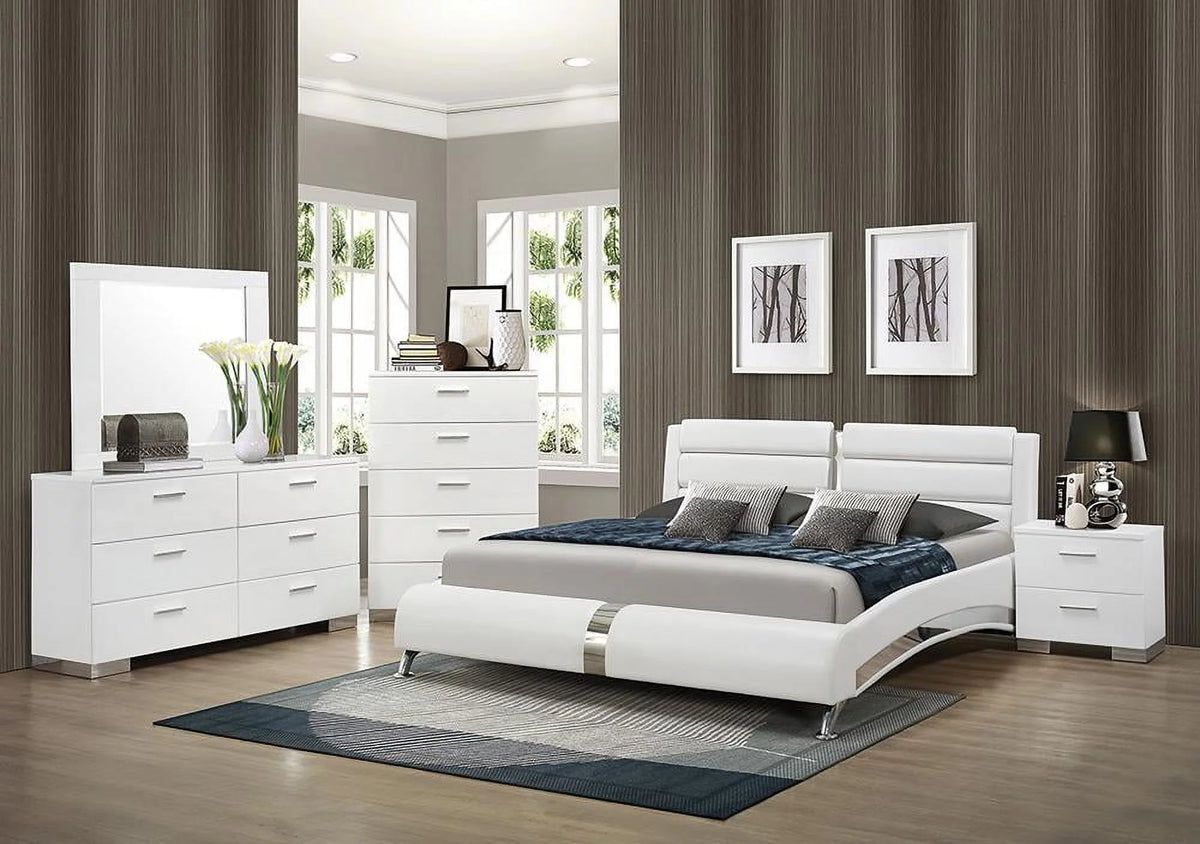 Queen Bedroom Set Glossy White A4066
