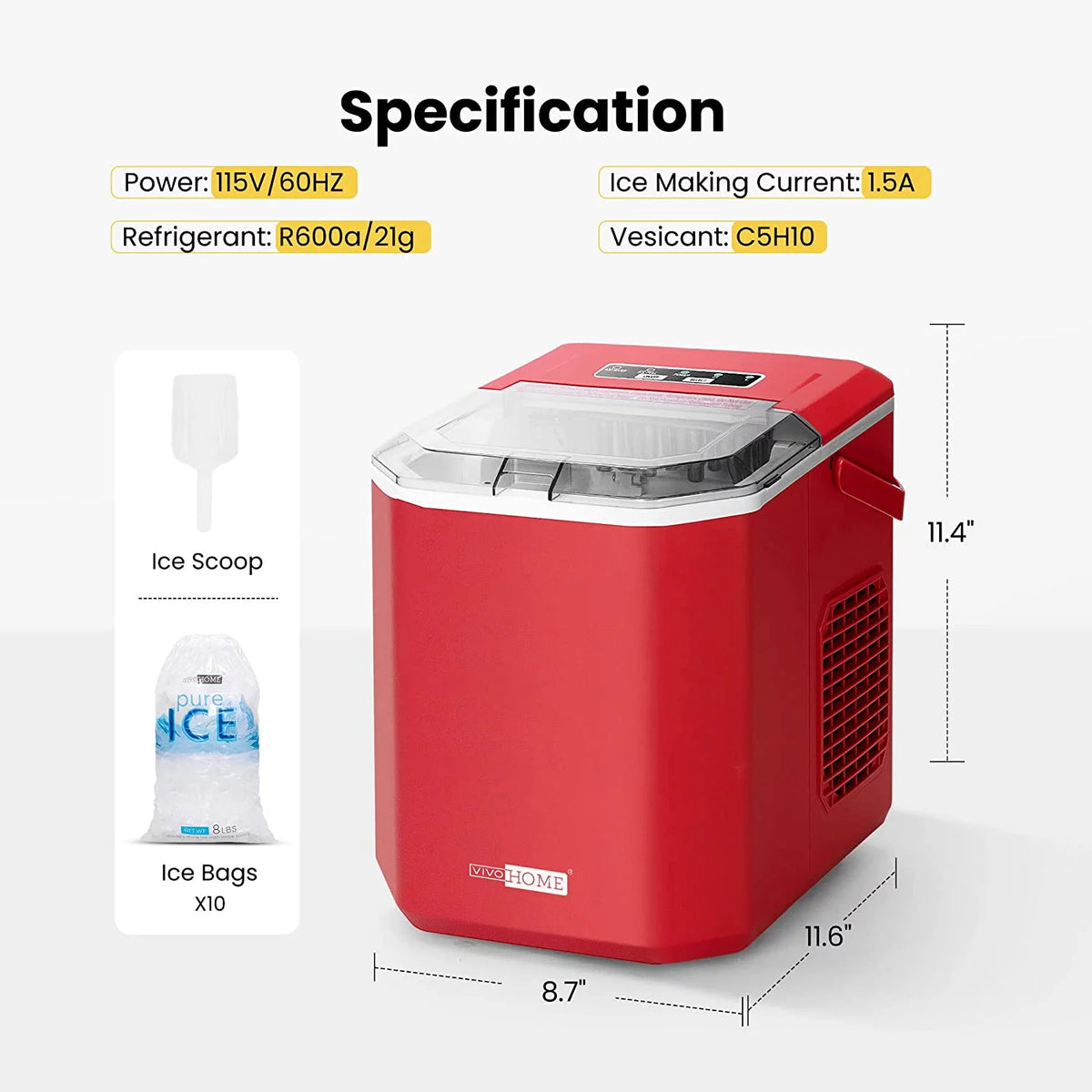 Portable Countertop Ice Maker with Scoop W5976