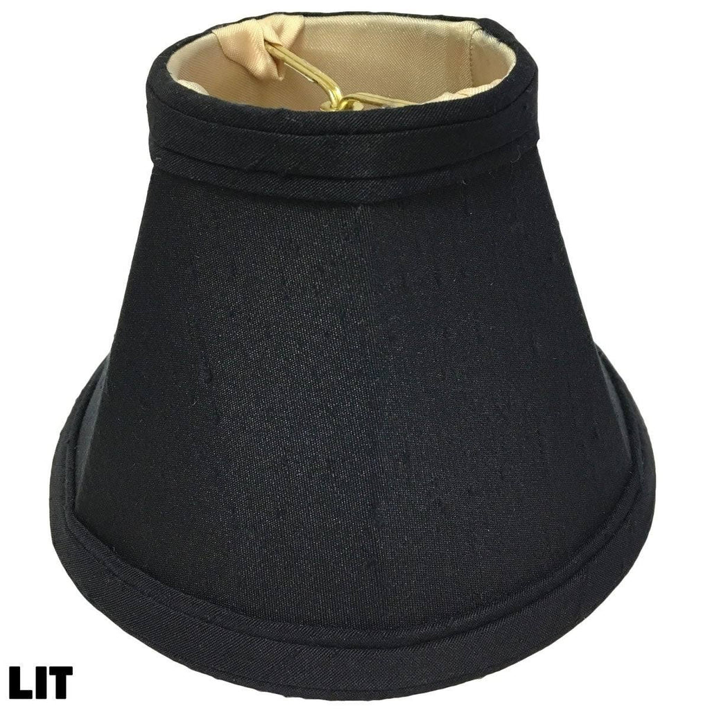 6 Silk Bell Candelabra Shade Set of 6 Black Gold K575077