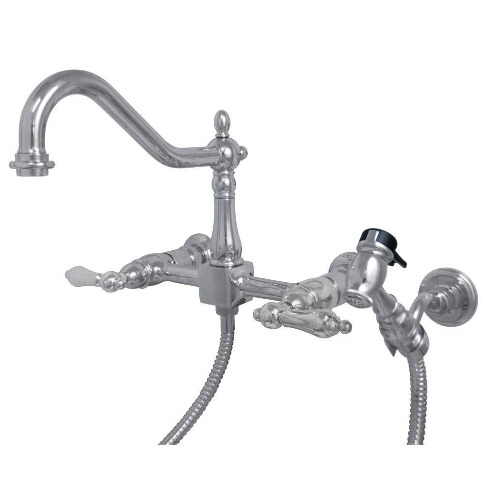Antique Brass Wall Mount Kitchen Faucet with Brass Sprayer B646