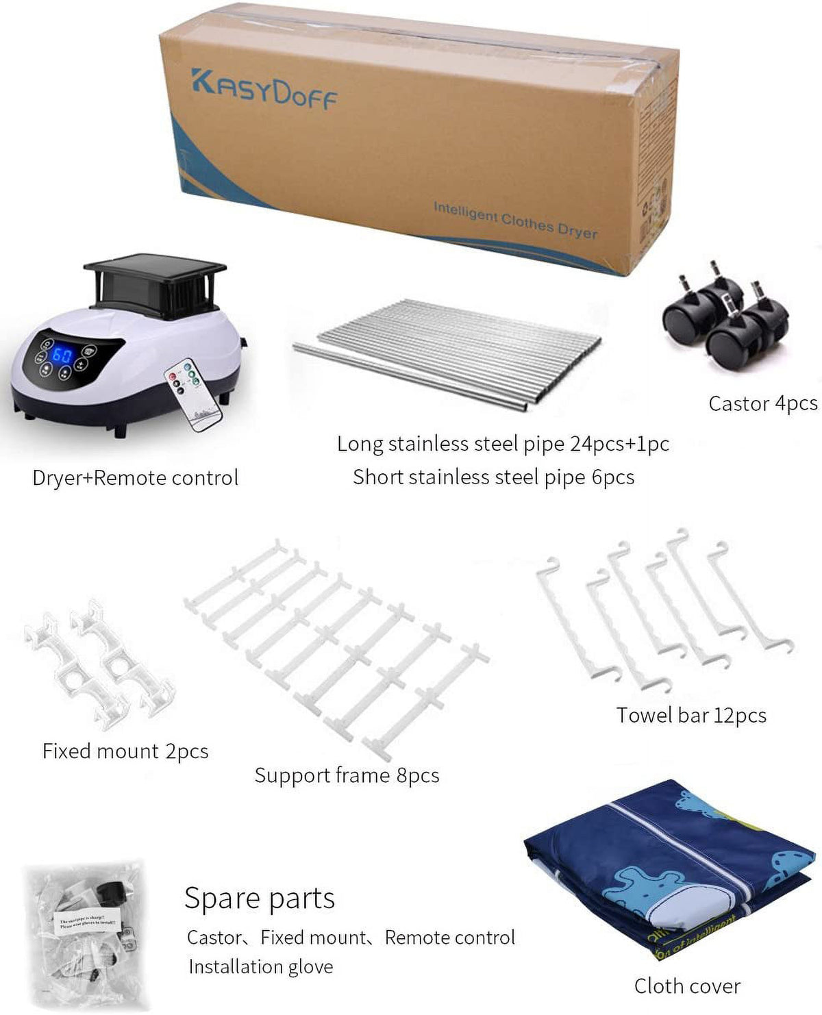 Portable 3-Tier Foldable Clothes Drying Rack with Remote Control F25946