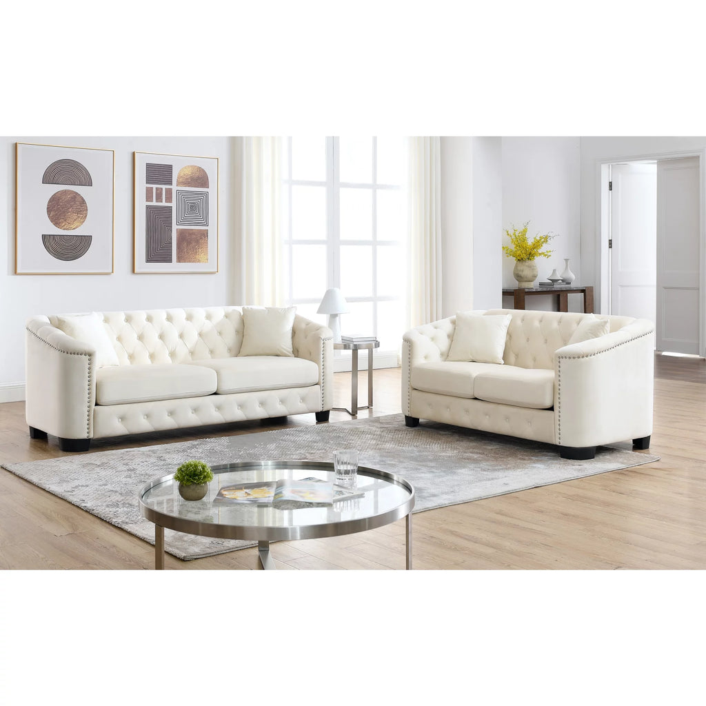 Velvet Beige 3-seater + 2-seater Combination Sofa M898