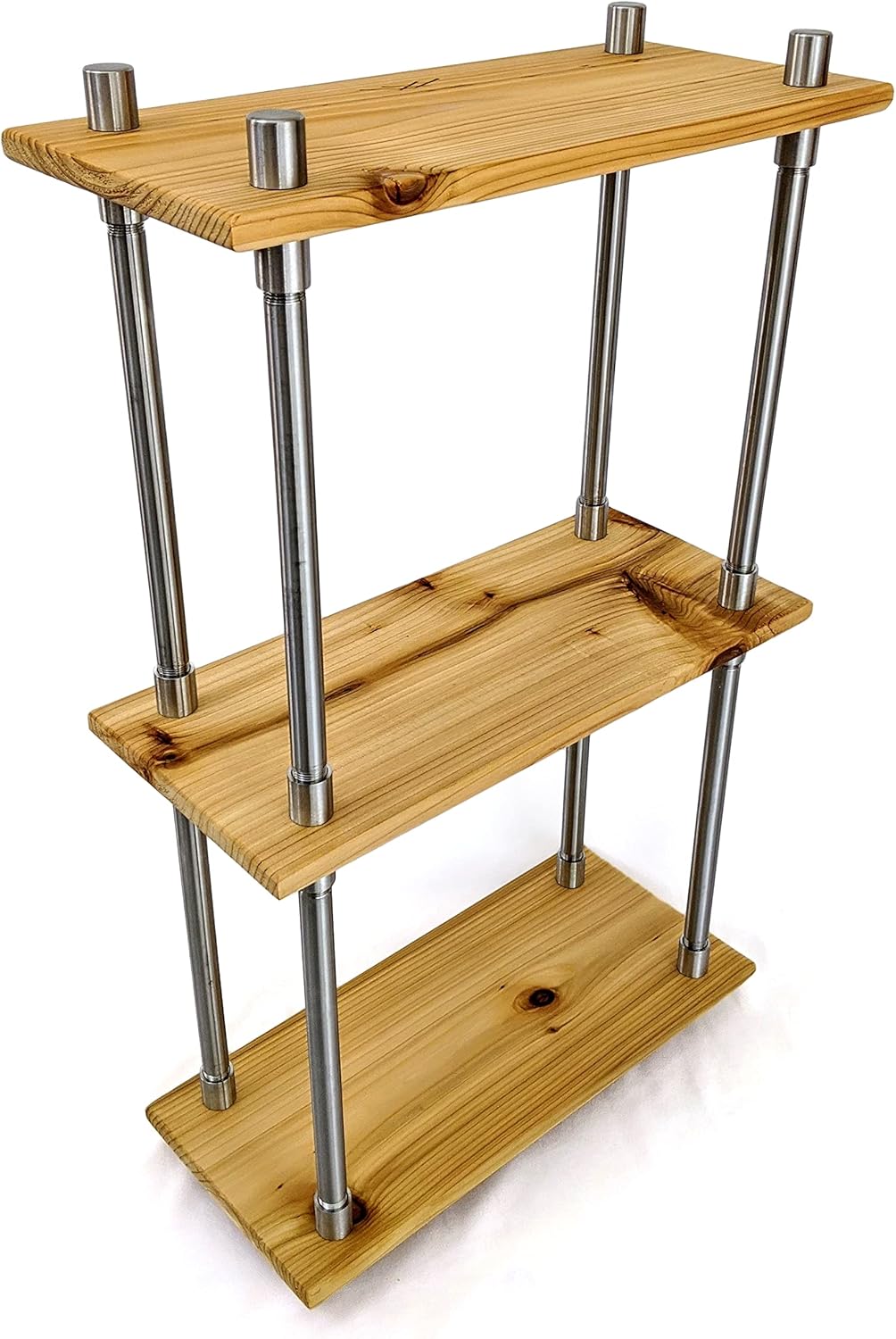 Solid Cedar Wood & Stainless Steel Metal Bookcase, 20 Inch Wide R698024