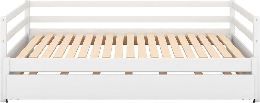 White Wood Extendable Daybed with Trundle C681