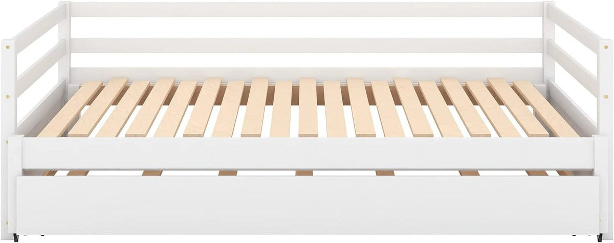 White Wood Extendable Daybed with Trundle C681