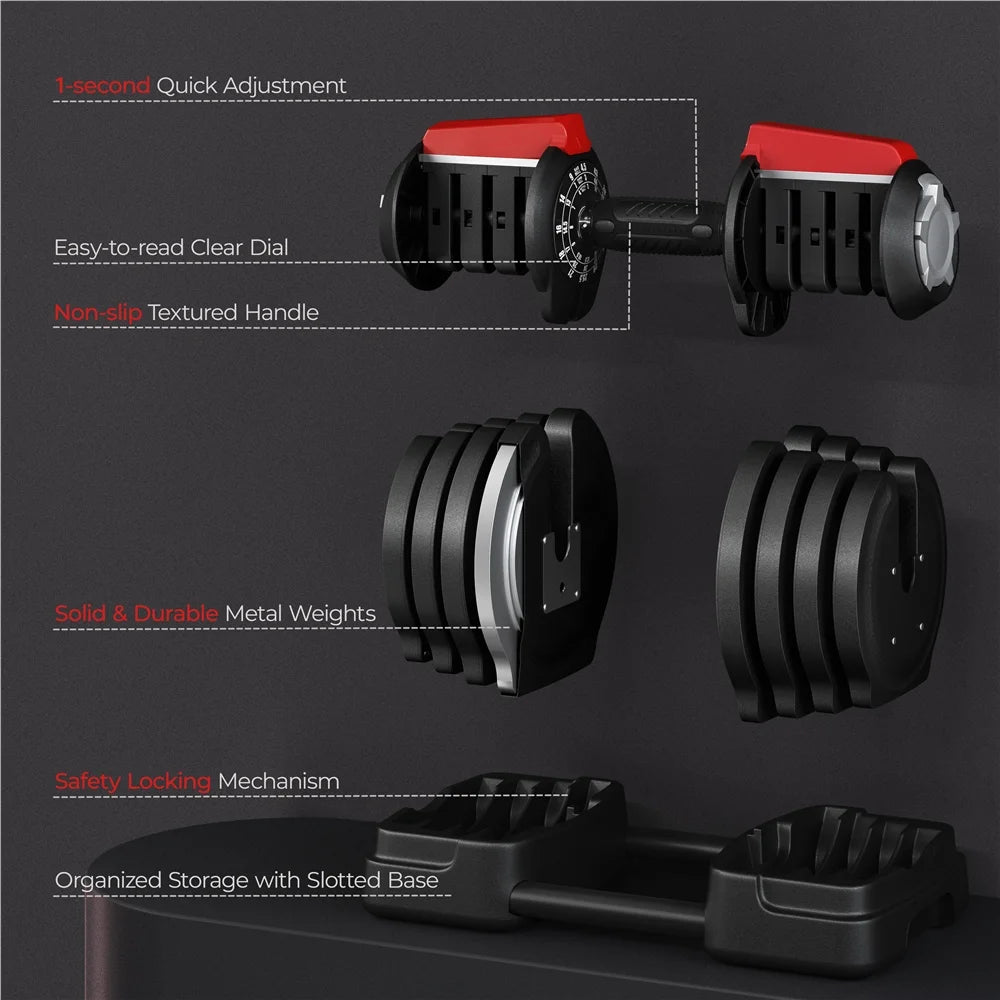Black 3-In-1 Dumbbell Weight Set with Anti-Slip Handle Z39609