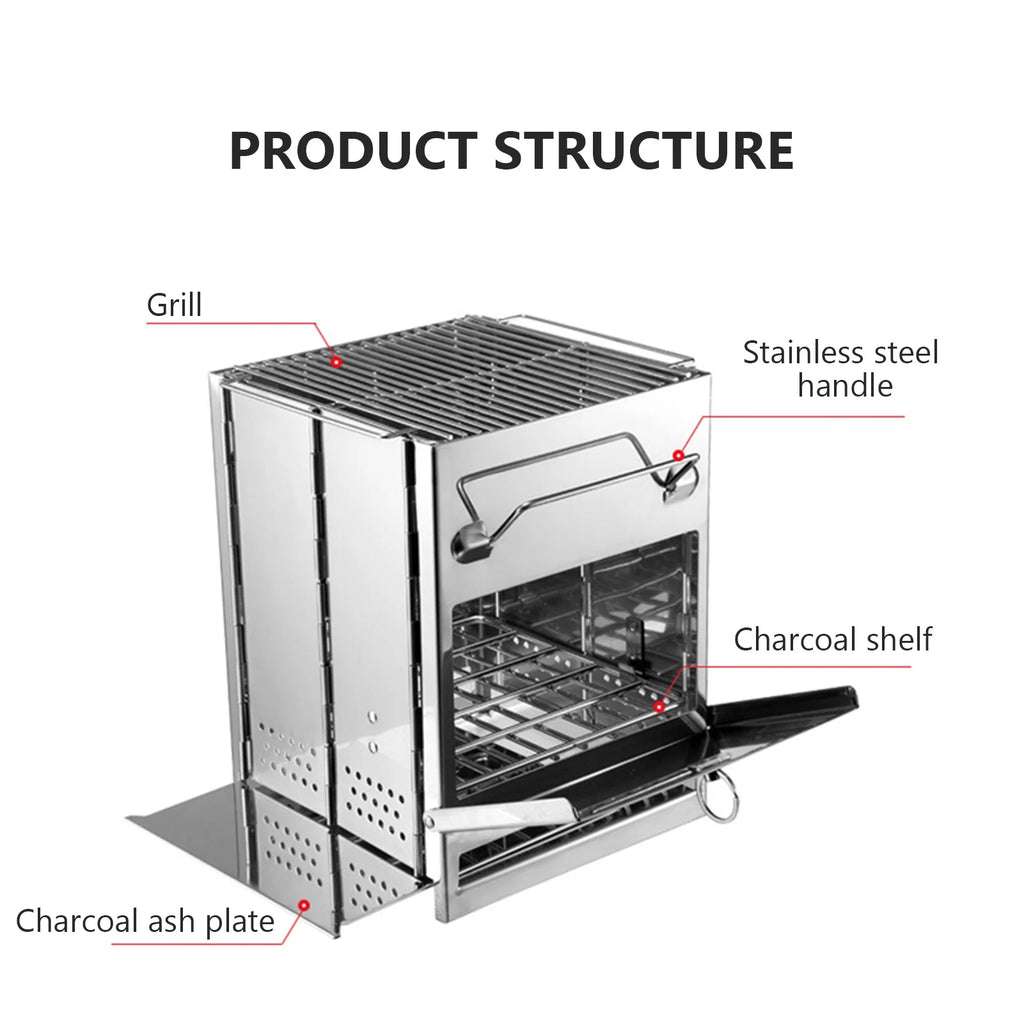 Stainless Steel Wood Stove Barbecue Grill T695661