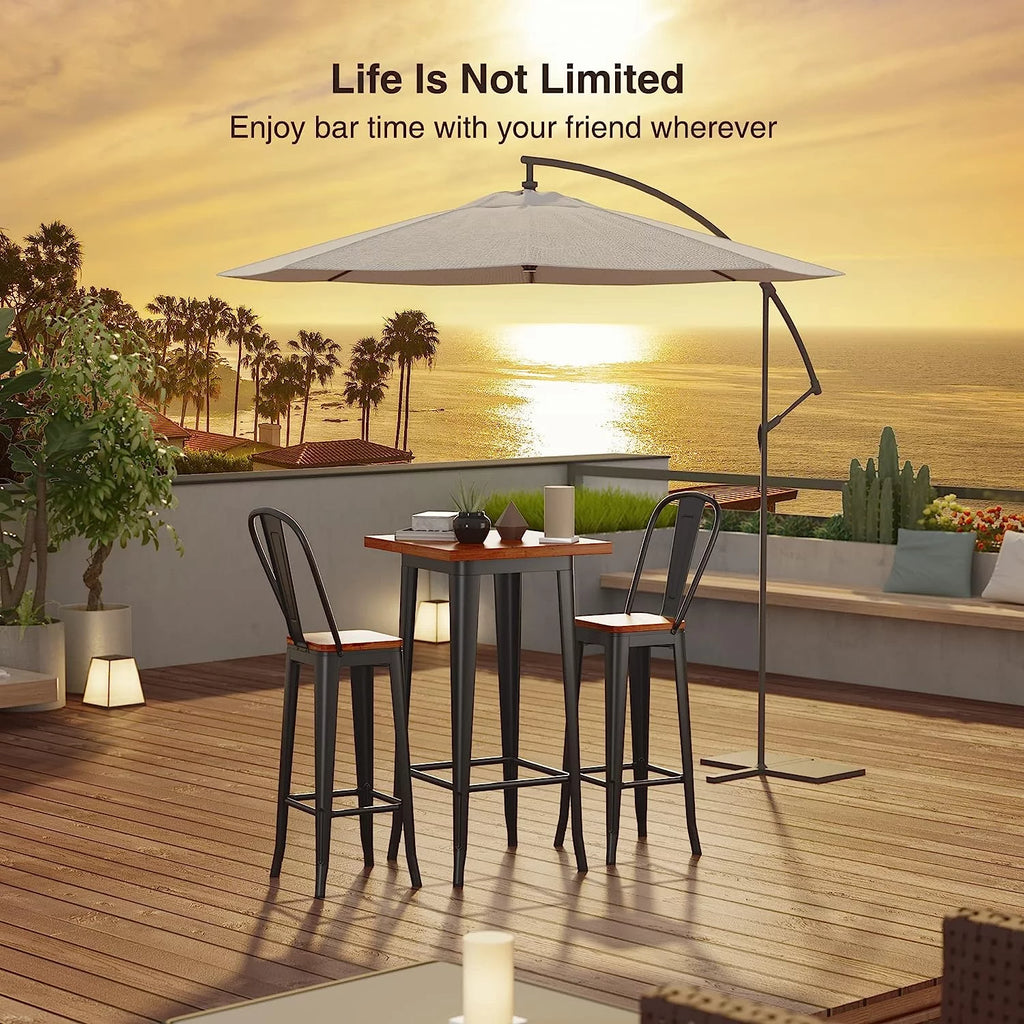 3 Pieces Table and Chair Set with Metal Frame S285
