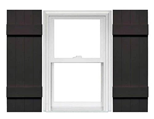 4 Board and Batten Joined Vinyl Shutters (1 Pair) 14 x 43 Musket Brown E1587