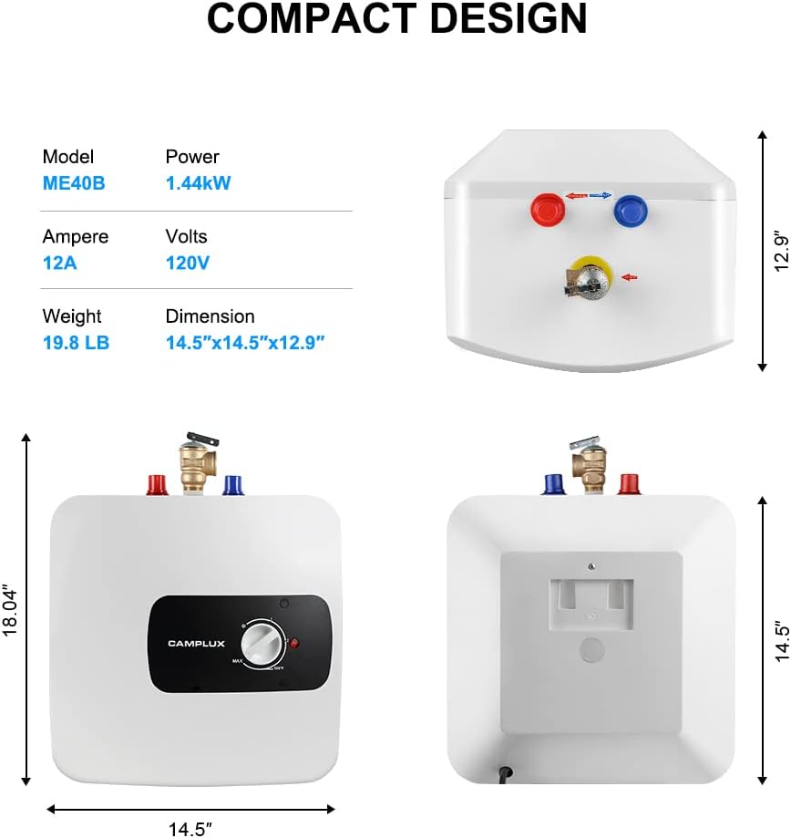 4 Gallon Electric Water Heater with Cord Plug Y228952