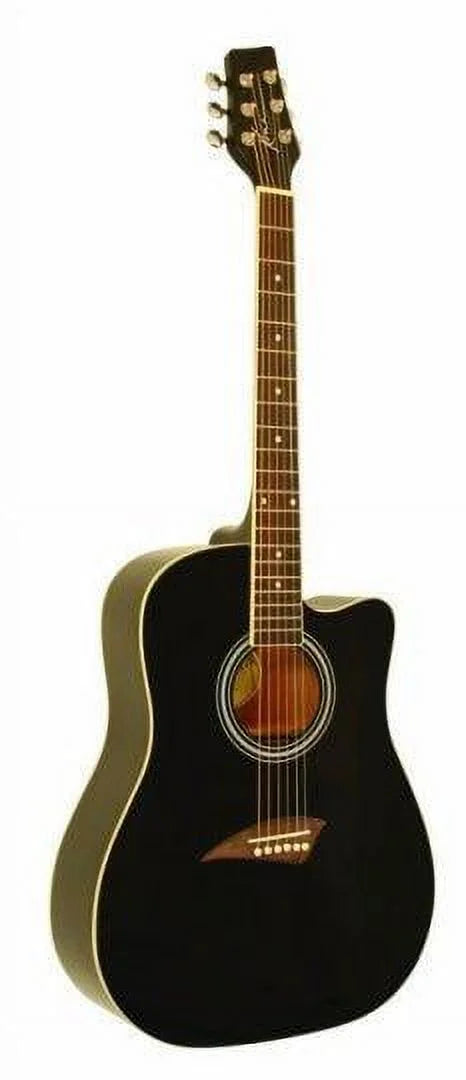 Black Acoustic Dreadnought Cutaway Guitar with Spruce Top Q891